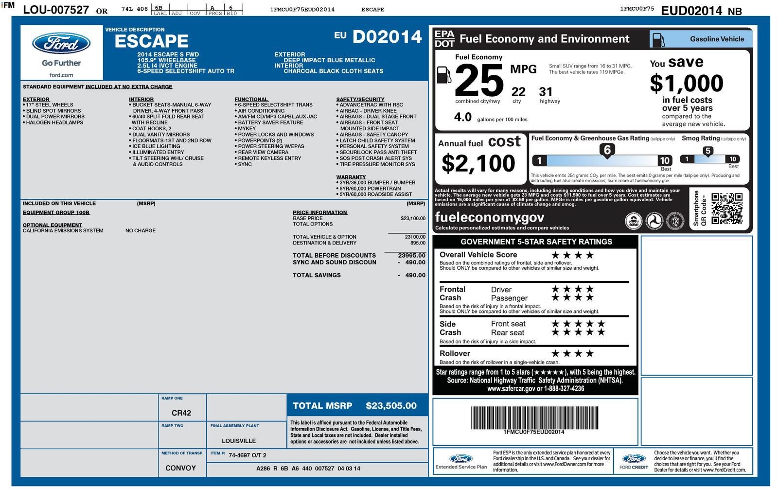 2014 Ford Escape S