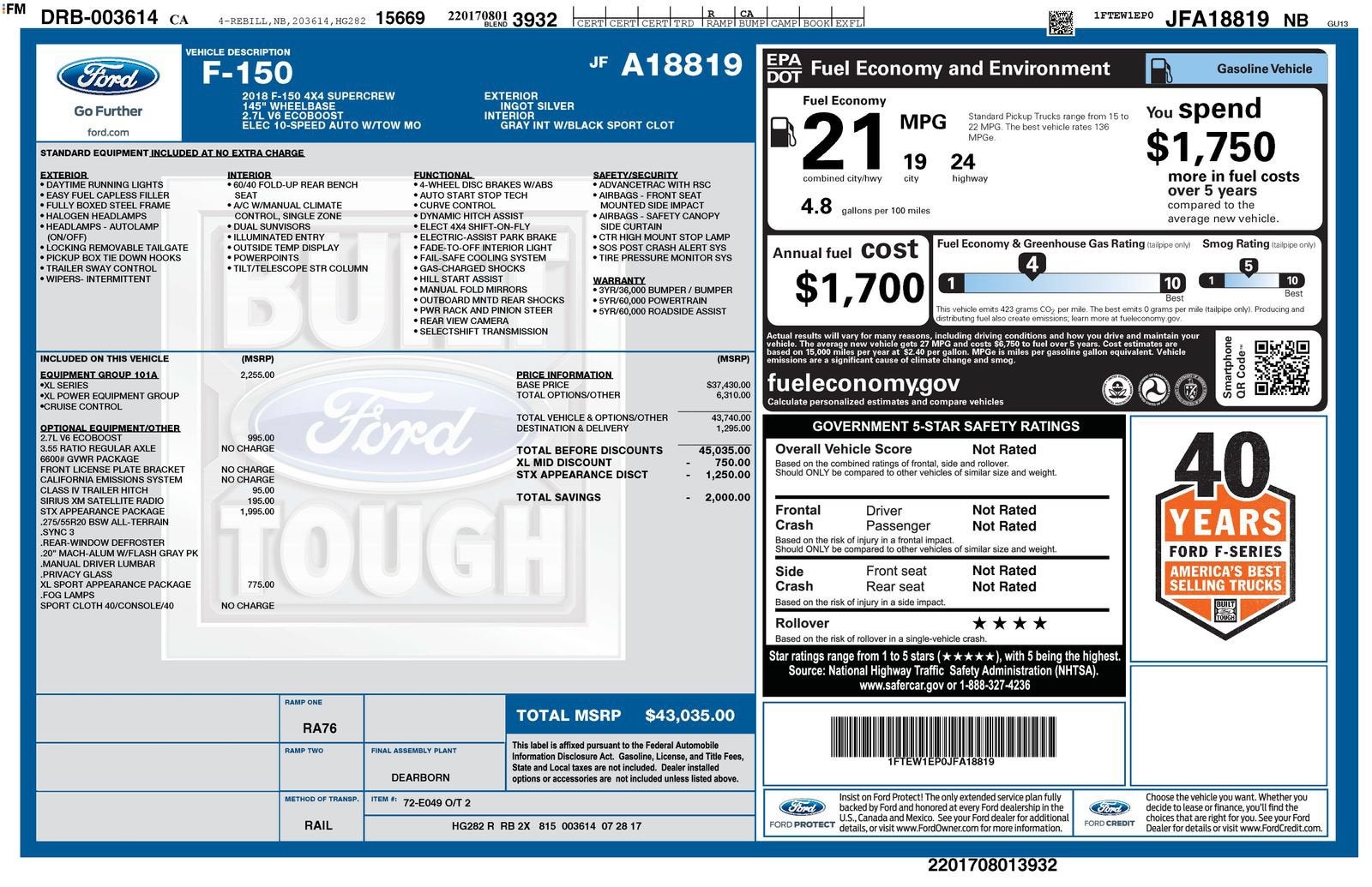 2018 Ford F-150 XL