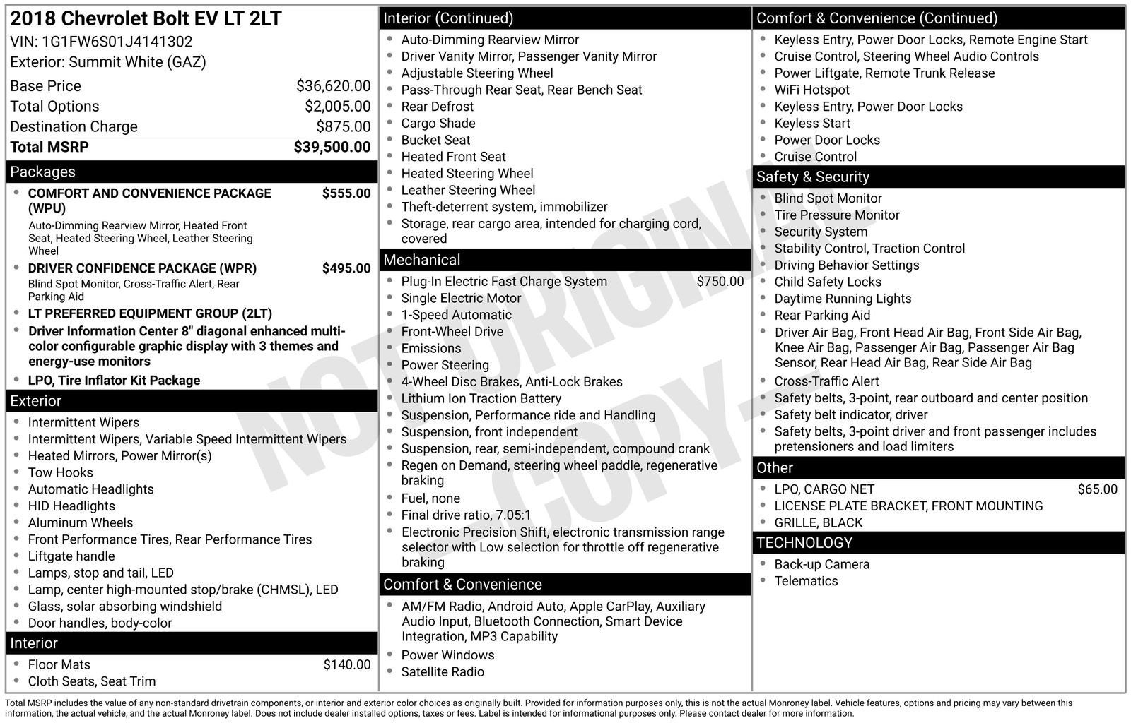2018 Chevrolet Bolt EV LT
