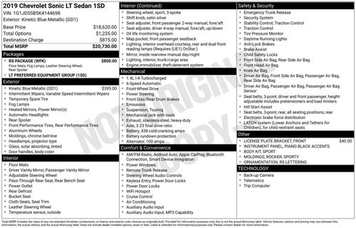 2019 Chevrolet Sonic LT