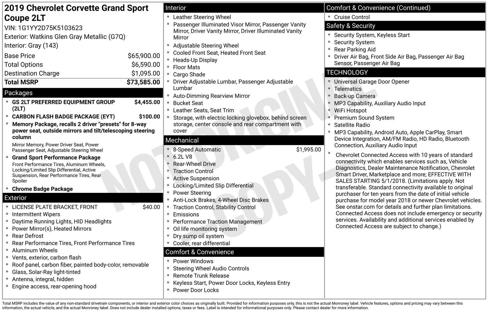 2019 Chevrolet Corvette Grand Sport Grand Sport 2LT