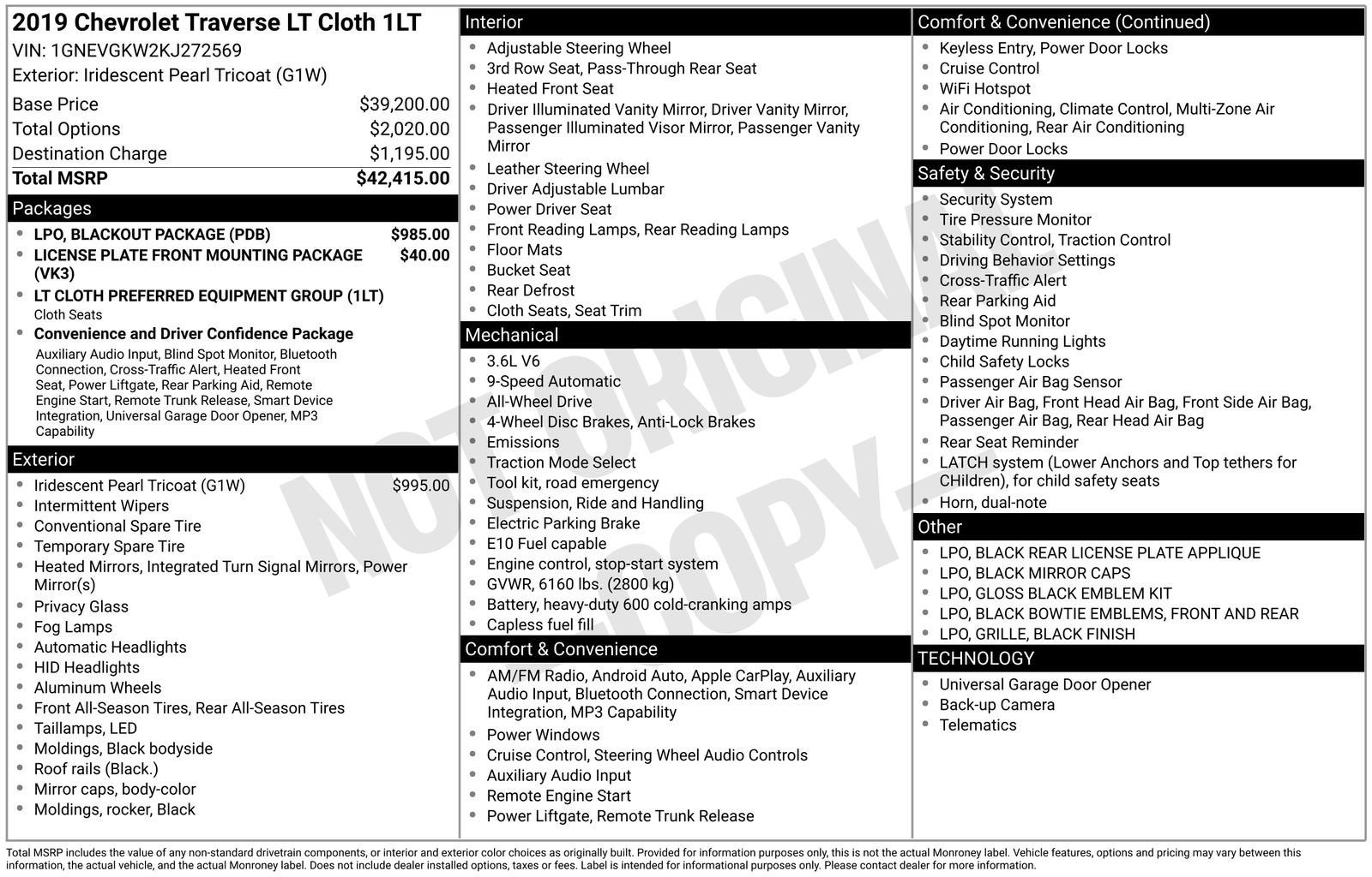 2019 Chevrolet Traverse LT Cloth
