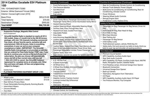 2014 Cadillac Escalade ESV Platinum