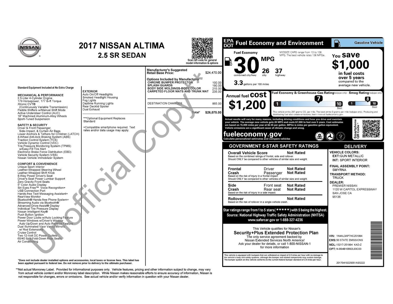 2017 Nissan Altima 2.5 SR