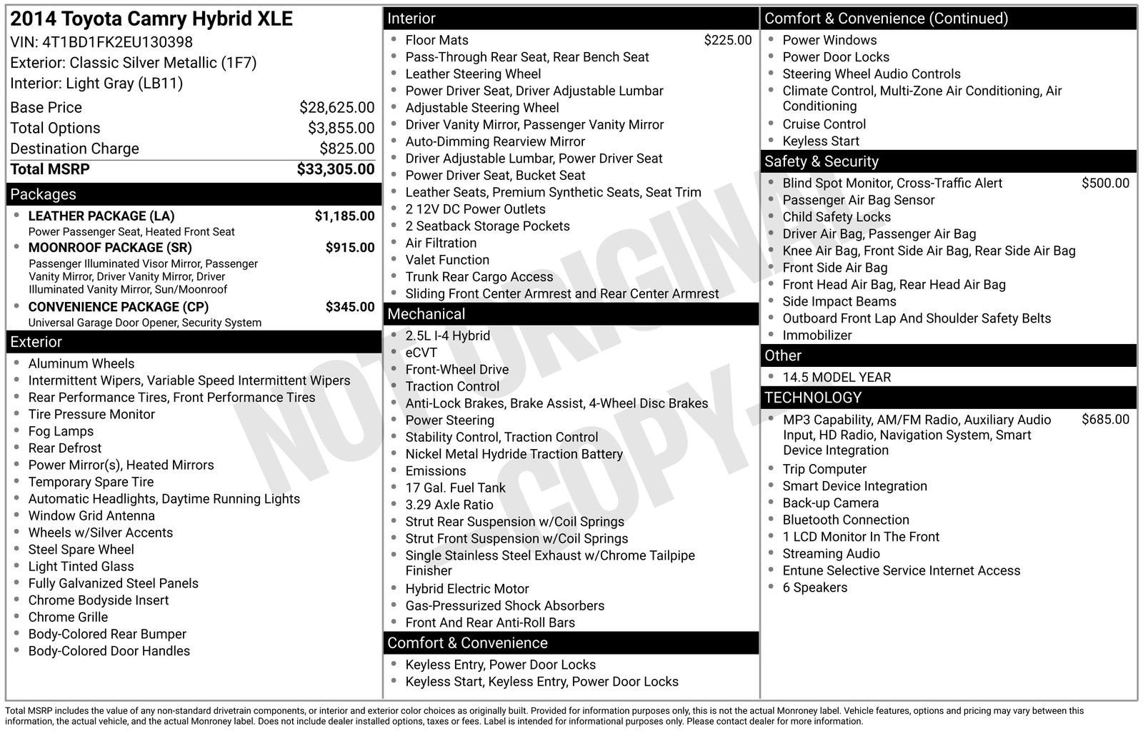 2014 Toyota Camry Hybrid LE