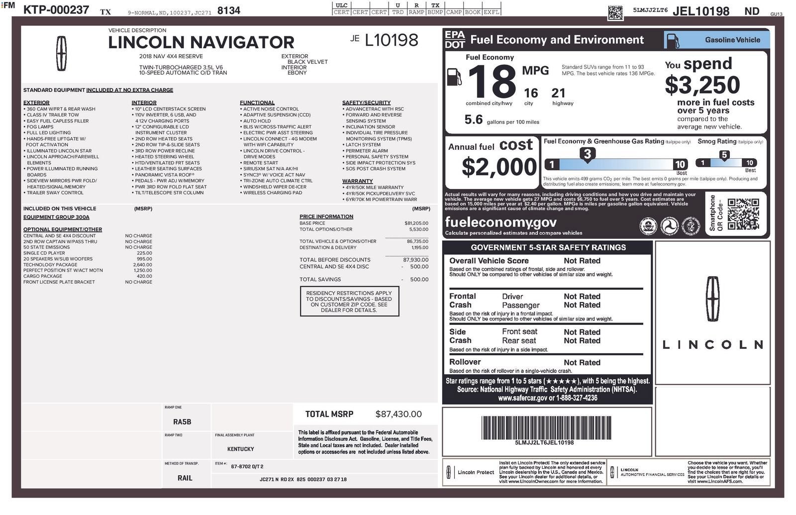 2018 Lincoln Navigator Reserve