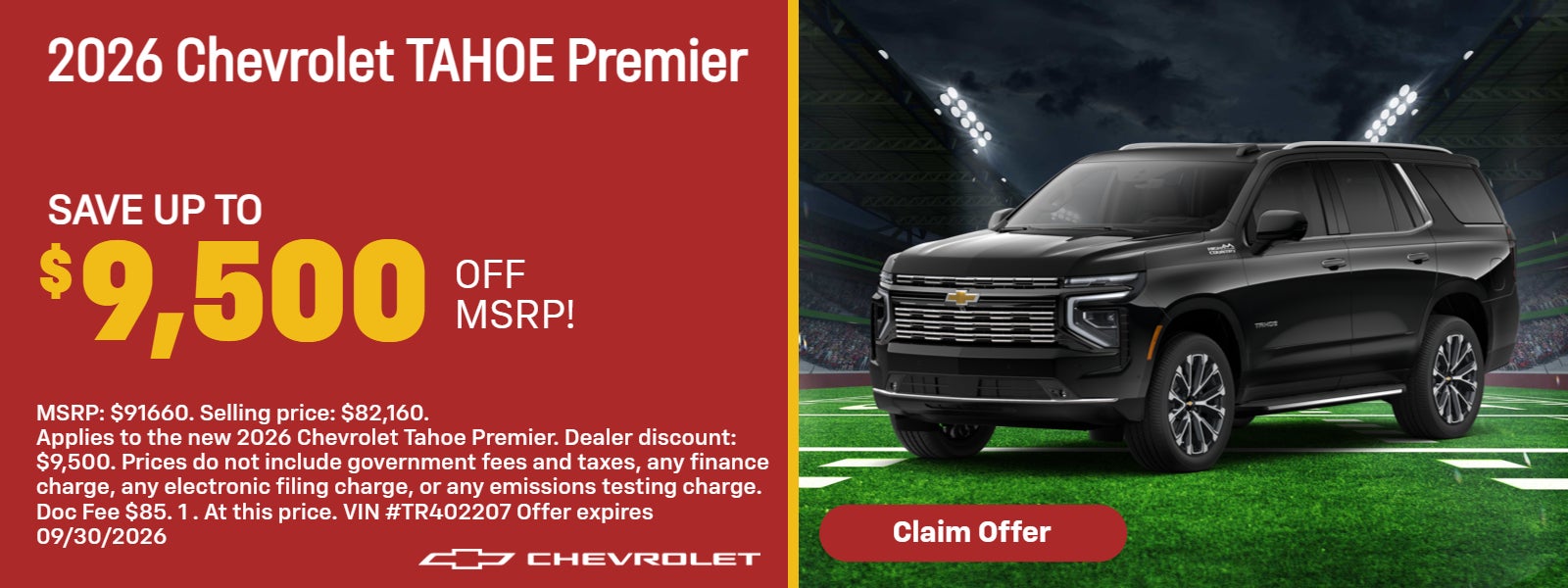 2026 Chevy Tahoe on offer