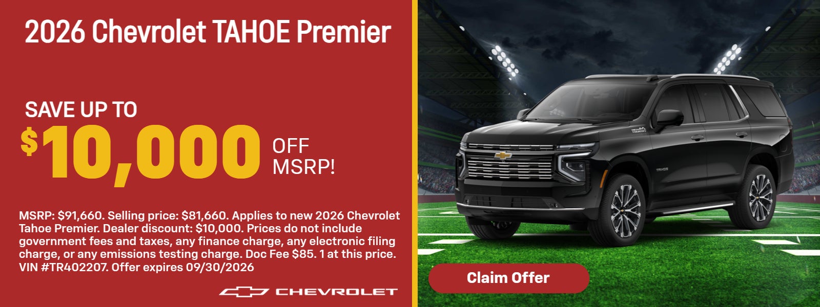 2026 Chevy Tahoe on offer