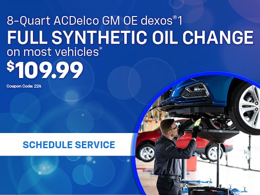 8-Quart ACDelco GM OE dexos®1 Full Synthetic Oil Change on most vehicles*